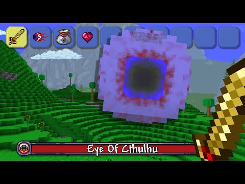 Summoning Eye of Cthulhu in Minecraft's Terraria Mod!