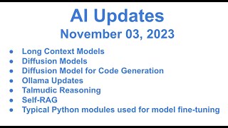 AI Updates - November 03, 2023 - LLM Long Context, Diffusion Models, Talmudic Reasoning, Self-RAG