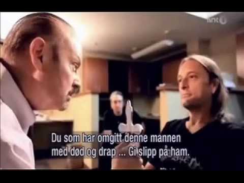 Exorcist Bob Larson confronts Necrobutcher death metal musician