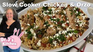 Mediterranean Chicken & Orzo in a Slow Cooker | Easy Healthy Crockpot Dinner Recipe
