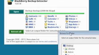 Working with BlackBerry Backup Extractor