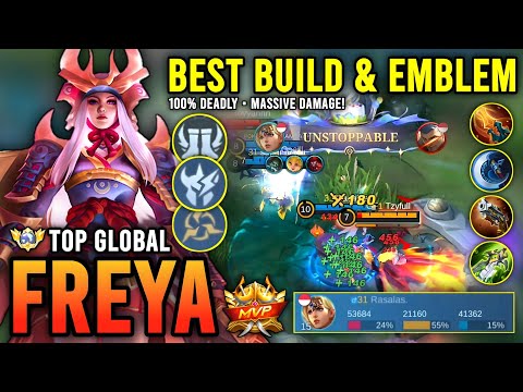 100% DEADLY!! FREYA BEST BUILD & EMBLEM 2023 | TOP GLOBAL FREYA GAMEPLAY - MOBILE LEGENDS