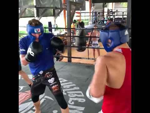Nauris Bartoska and Matvei Lagerev sparring in Western Boxing Class