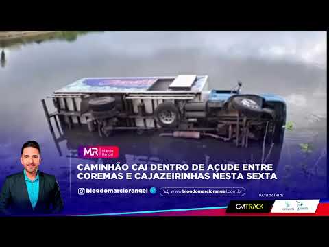 Caminhão cai em açude entre Coremas e Cajazeirinhas