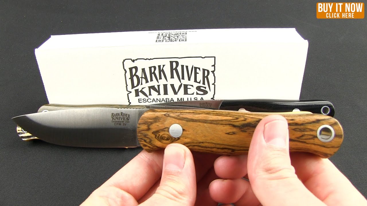 Bark River Bushcrafter Fixed Blade Knife Black Canvas Micarta (3.875" Satin)