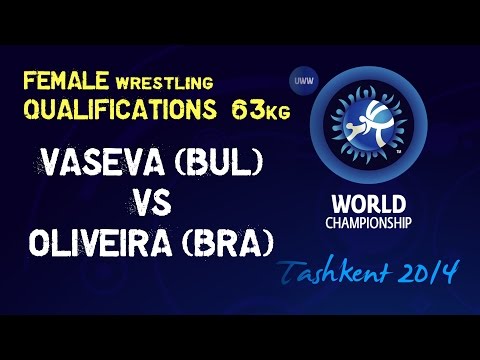 Qualifications - Female Wrestling 63 kg - E VASEVA (BUL) vs L OLIVEIRA (BRA) - Tashkent 2014