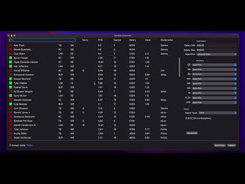 Dfs Lineup Generator New Version Demo