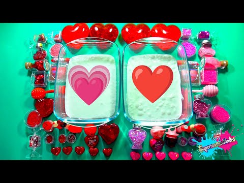 Mezclando cosas de San Valentín en Slime ( Rosa VS Rojo) - Supermanualidades