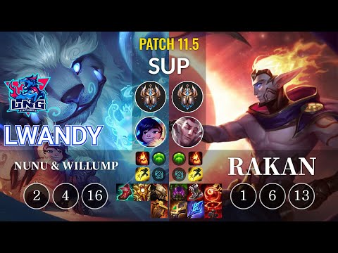 LNG lwandy Nunu & Willump vs Rakan Sup - KR Patch 11.5