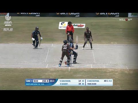 Karthik Meiyappan 2 wickets vs Scotland, | 5th Match, United Arab Emirates vs Scotland