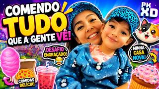 COMENDO TUDO O QUE A GENTE VÊ NO PK XD! 🍕🍭😂 Desafio com Minha Filha!