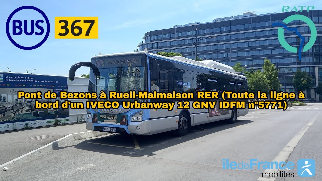 [Ligne 367 RATP] Voyage à bord d'un IVECO Urbanway 12 GNV IDFM n°5771 (Toute la ligne)