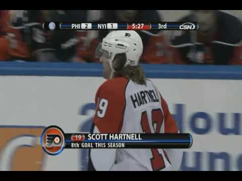 Scott Hartnell scores vs Islanders - 11-25-09