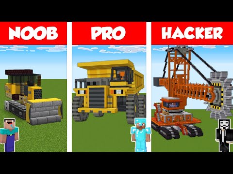 Minecraft NOOB vs PRO vs HACKER: EXCAVATOR HOUSE BUILD CHALLENGE in Minecraft / Animation
