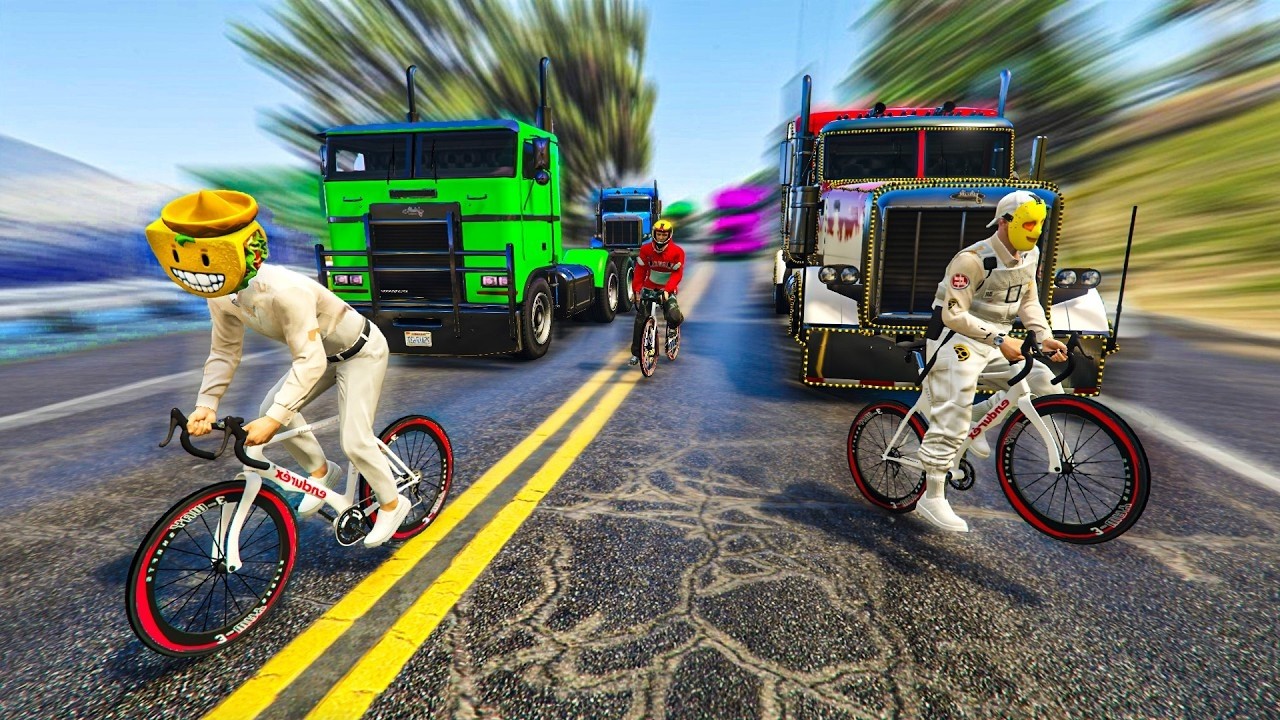 BICIS vs CAMIONES! AYUDA FRANELITO!! - GTA 5 ONLINE