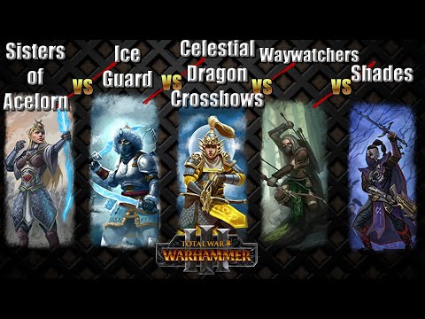 Waywatchers vs Shades vs Sisters of Avelorn vs Ice Guard vs Celestial Dargons Total War Warhammer 3