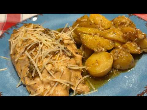 Slow Cooker Garlic Parmesan Chicken and Potatoes | Simple Crockpot Recipe