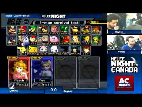 Raynex (Fox) vs Vwins (Peach) Melee Night in Canada