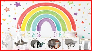 PapaKit Large Rainbow Wall Decal Vinyl Stickers | Nursery Baby Child Kid Teen Bedroom Living Room