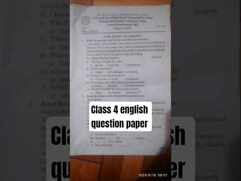 class 4 english question paper model question paper of english class 4