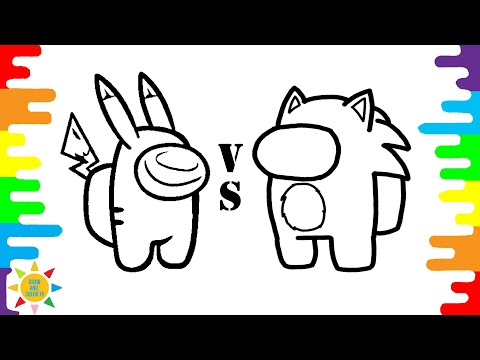 Among Us Pikachu VS Among Us Sonic Coloring Page | Among Us Coloring |  Convex - 4U