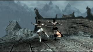 Aнимация танца в SKYRIM + шмотки с физикой HD+физика тела.