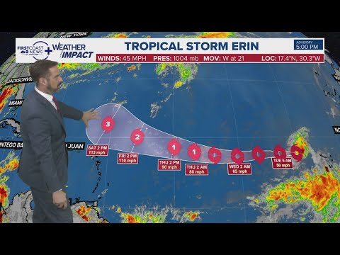 Where is Tropical Storm Erin now? | Aug. 11, 2025 6 p.m. update
