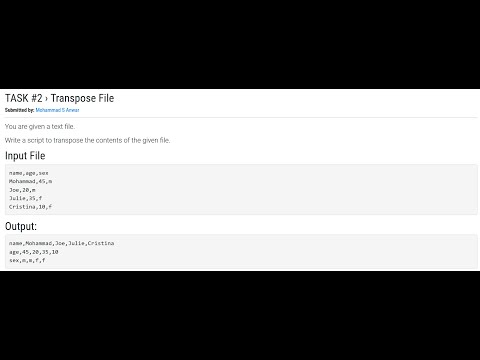 Perl Weekly Challenge - 110 (Task #2: Transpose File)