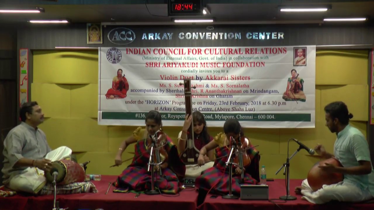 ICCR Chennai and Ariyakudi Foundation-Akkarai Sisters Violin Duet Part 01