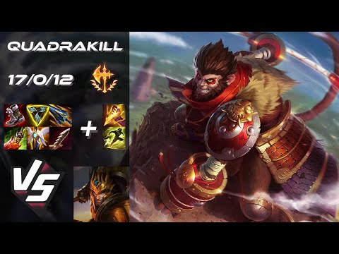 JUNGLE Wukong vs Jarvan IV [QUADRAKILL] - NA Grandmaster Patch 25.22