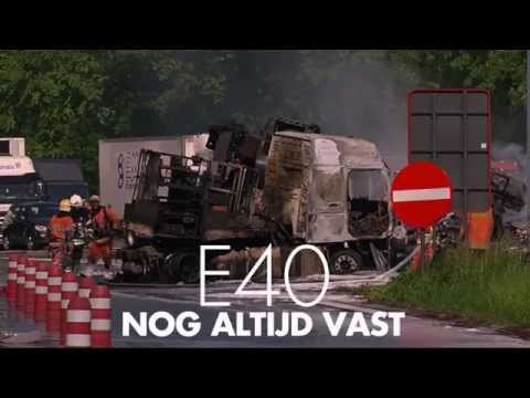 Eén dode bij vrachtwagenbrand op E40