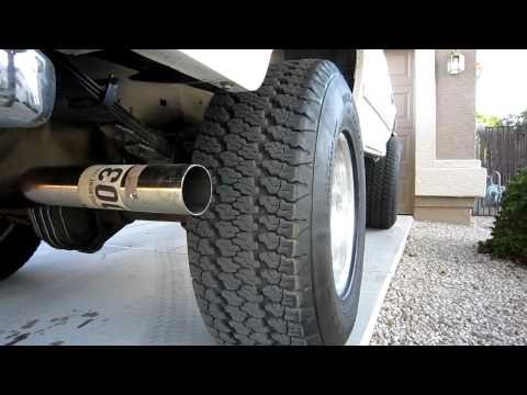 Bronco with exhaust installed. Bassani Y-pipe with Magnaflow muffler, 3in pipe.
