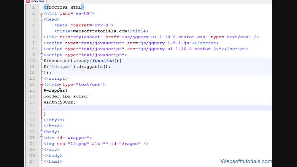 jquery tutorials for beginners - 56 - jquery-ui draggable