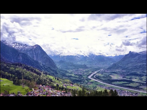 Drone Footage of Liechtenstein’s Rhine Valley. View from Balzers to Vaduz, and Sargans to Buchs