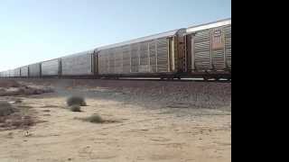 preview picture of video 'BNSF 4747 W meets BNSF 7016 E @ Shafter [HD]'