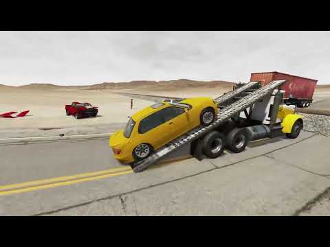 Impossible Double Loop Rail Tracks Vs Trains Crossing Giant Lake   BeamNG Drive