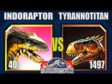 INDORAPTOR vs TYRANNOTITAN - EXCLUSIVE VIP BATTLE | JURASSIC WORLD THE GAME