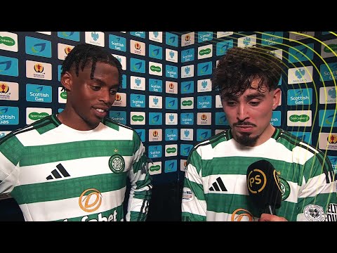 Sebastian Tounekti and Junior Adamu speak after scoring in Celtic's 2-1 win over Dundee