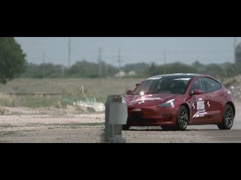 Texas crash test explores how electric vehicles interact with guardrails