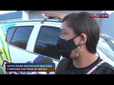 Dupla rouba motociclista mas não conseguem fugir devido í  trava do veículo e são presos 05 11 20