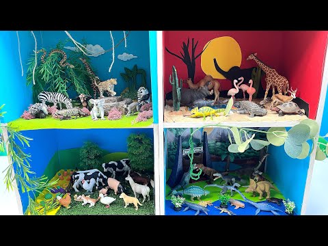 4 Type Diorama Small World | Wildlife Safari Farm Dinosaur World In Animal Apartment 동물 디오라마 아파트