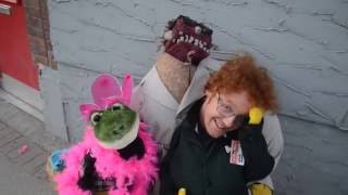 Busker: Ventriloquist Shawn Newman, with Leesi and Yorick, performs at Osborne Street Festival- 2