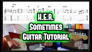 H.E.R. Sometimes Guitar Tutorial (Rhythm Guitar Lesson) with TAB