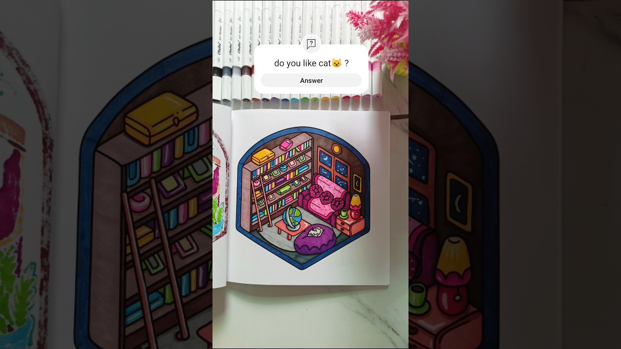 Colouring cozy Library 📚🤩 | cozy crew 🐷🐻| #shorts #coloringbook #cartoon #library