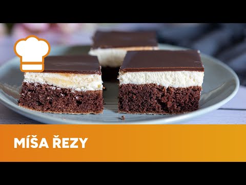 Míša řezy, oblíbená kombinace tvarohového krému a kakaového korpusu