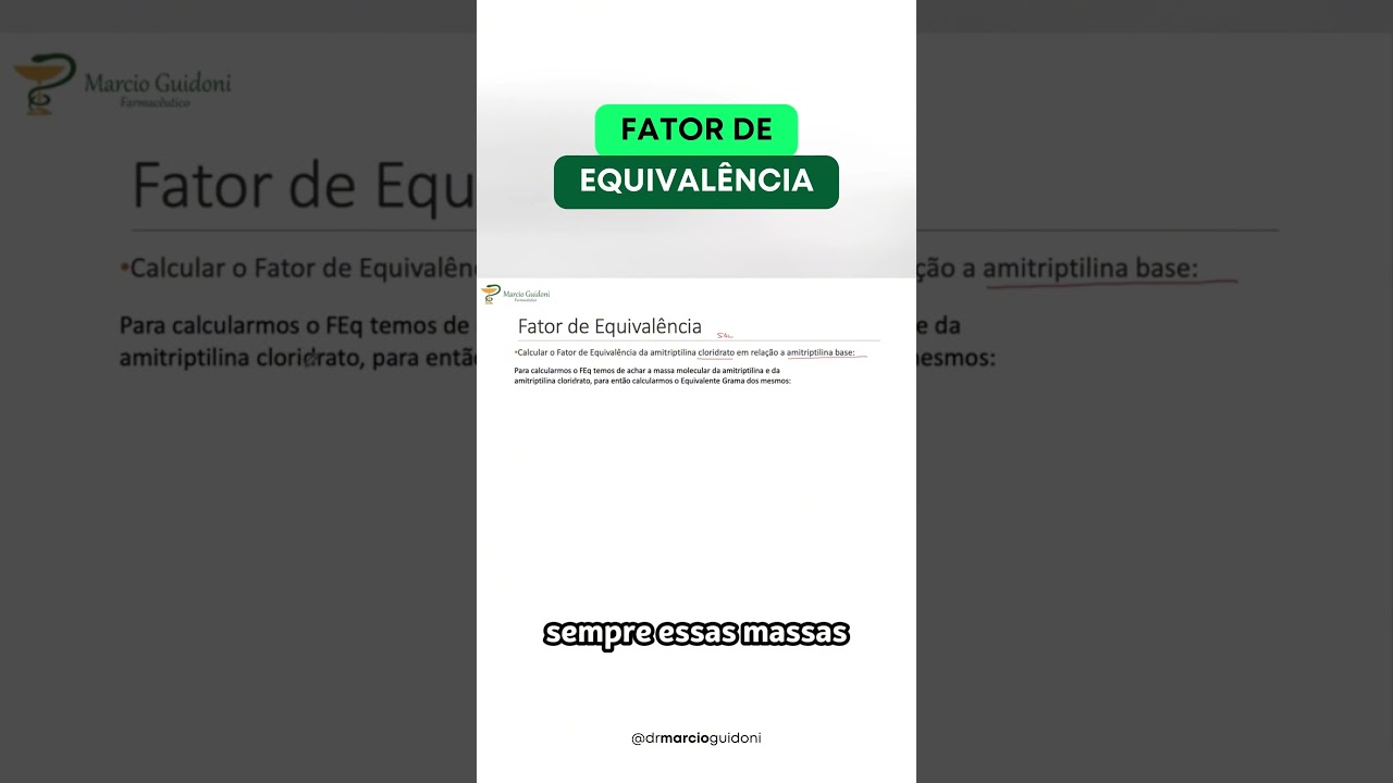 Fator de Equivalência dos Fármacos #Farmacologia