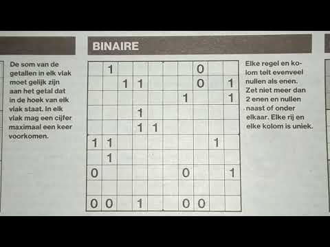 Solve this easy peasy Sudoku Binary puzzle (with a PDF file) 04-03-2019 part 1 of 3
