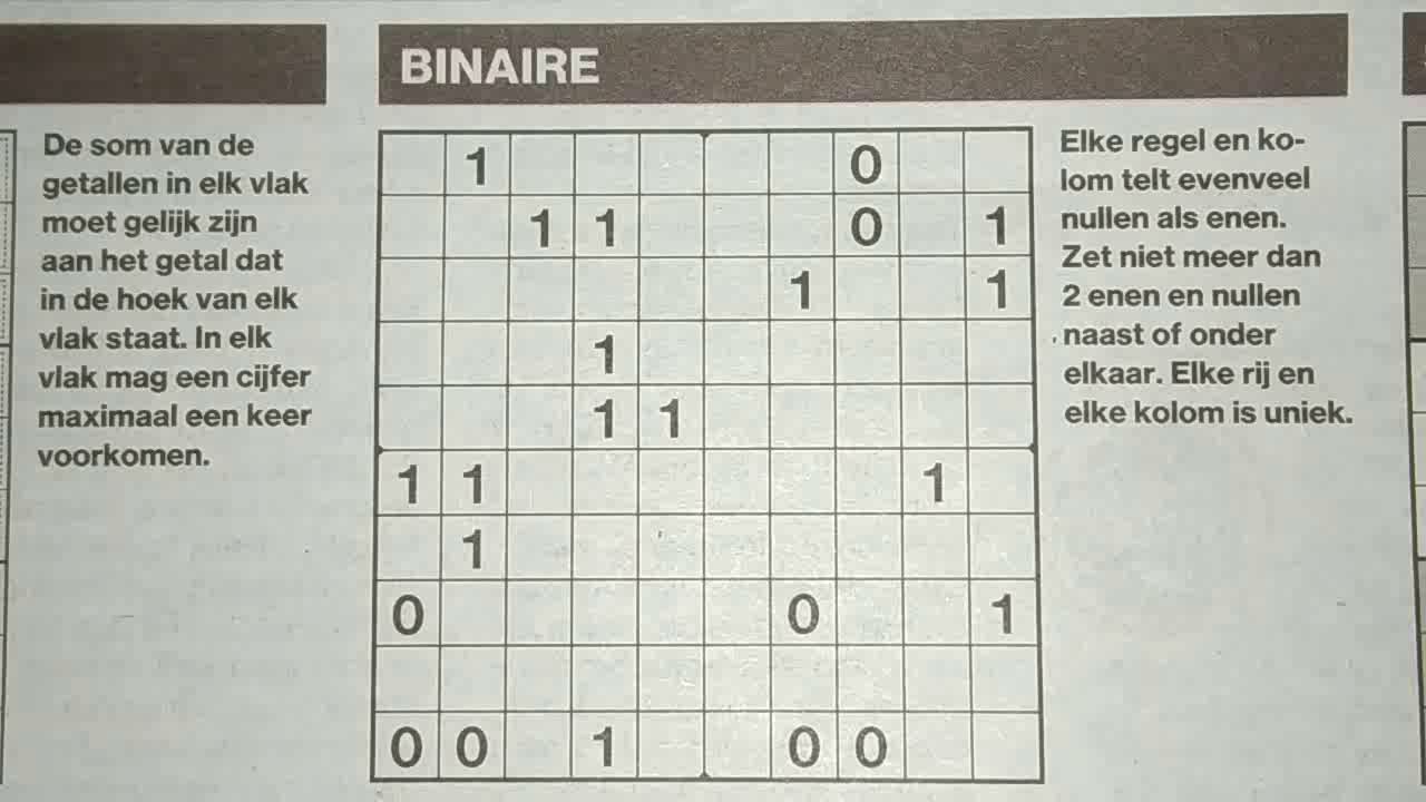 Solve this easy peasy Sudoku Binary puzzle (with a PDF file) 04-03-2019 part 1 of 3