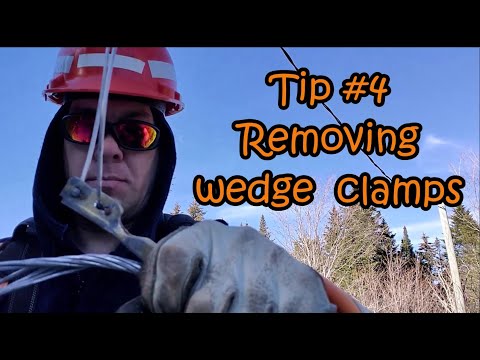 Part of a video titled Lineman Tip #4 - Removing wedge clamps - YouTube