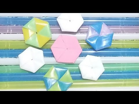 How to fold beautiful straw 🧃 flowers || DIY art straws || make flowers straw - drinking straw